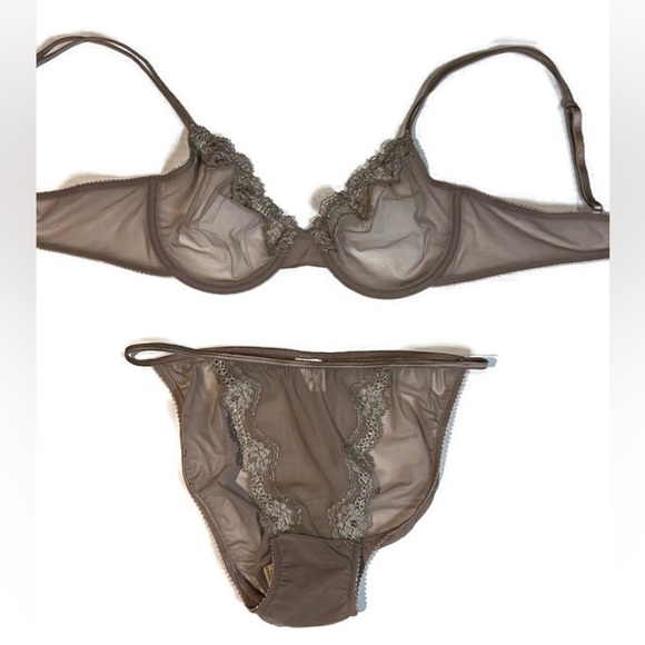 NWT bra and string bikini set, 36B & string bikini L in a beautiful dusty rose. - Picture 2 of 7